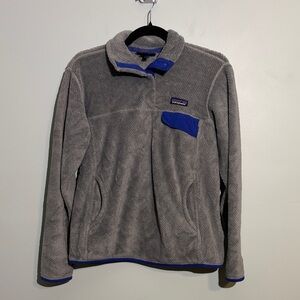 Patagonia Retool Women’s Grey Fleece Pullover 1/4 Snap Sweater Size Medium